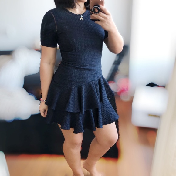 Rebecca Taylor navy blue ruffle dress - Picture 2 of 7